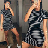 Women Dress Round Neck Short-sleeved Dress