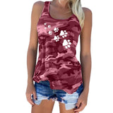 T-Shirt Camouflage Dog Paw Print  Sleeveless