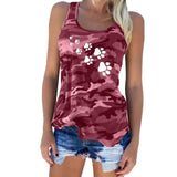 T-Shirt Camouflage Dog Paw Print  Sleeveless