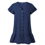 Women Dress V-Neck Short Sleeve Casual Mini Dress