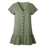 Women Dress V-Neck Short Sleeve Casual Mini Dress