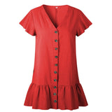 Women Dress V-Neck Short Sleeve Casual Mini Dress