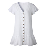 Women Dress V-Neck Short Sleeve Casual Mini Dress