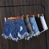 Jeans High Waist Ripped Short Denim Pants