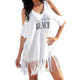 Women Dress Tassel Letters Print Summer Dress