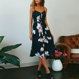 Women Dress Backless Casual Long Dress