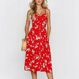 Women Dress Backless Casual Long Dress