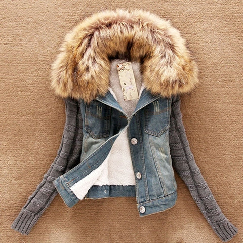 Coat&Jacket Faux Fur Denim Jacket