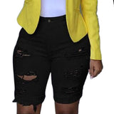 Jeans  Elastic Ripped  Skinny Short Pants Women Jeans