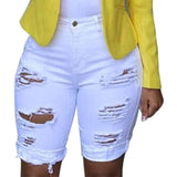 Jeans  Elastic Ripped  Skinny Short Pants Women Jeans
