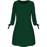 Women Dress O-Neck Loose 3/4 Sleeve Dress