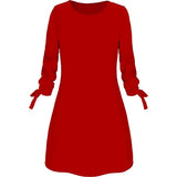 Women Dress O-Neck Loose 3/4 Sleeve Dress