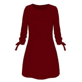 Women Dress O-Neck Loose 3/4 Sleeve Dress