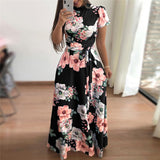 Women Dress Short Sleeve Maxi Long Summer Dress