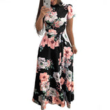 Women Dress Short Sleeve Maxi Long Summer Dress