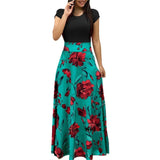 Women Dress O-Neck Short Sleeve Long Dress Women
