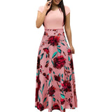 Women Dress O-Neck Short Sleeve Long Dress Women