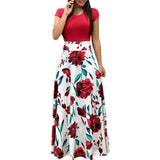 Women Dress O-Neck Short Sleeve Long Dress Women