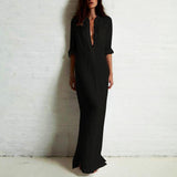 Women Dress Sexy V Neck Long Sleeve Casual Shirt Dress