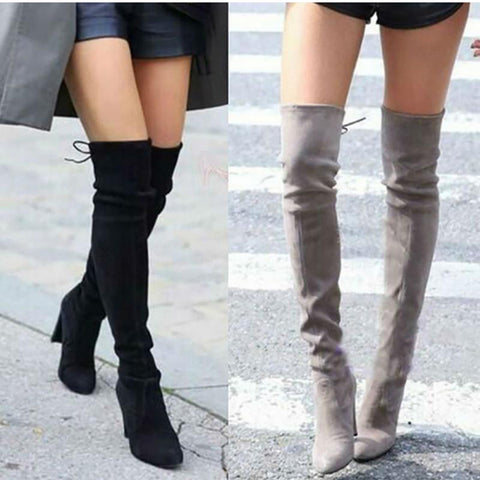 Shoes Leather High Heels Thigh High Over The Knee Boots Women Shoes