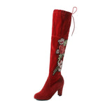 Shoes Leather High Heels Thigh High Over The Knee Boots Women Shoes