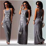 Women Dress  Summer Long Casual Cat Print Dress