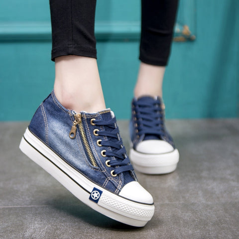 Shoes Summer Canvas Sneakers Thick Bottom Denim Women Shoes