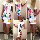 Women Dress O-Neck Camouflage Mini Slim Dress