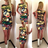 Women Dress O-Neck Camouflage Mini Slim Dress