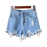Jeans High Waist Ripped Short Denim Pants