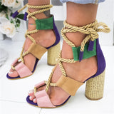Shoes 7CM Heel Lace Up Sandals  Summer Women Shoes
