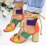 Shoes 7CM Heel Lace Up Sandals  Summer Women Shoes