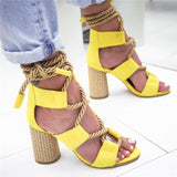 Shoes 7CM Heel Lace Up Sandals  Summer Women Shoes