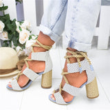 Shoes 7CM Heel Lace Up Sandals  Summer Women Shoes